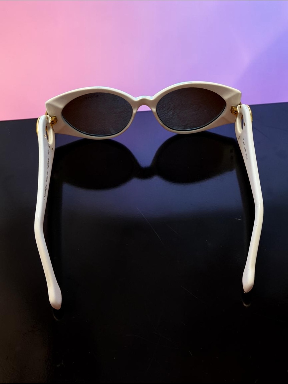 Vintage Deadstock Champagne Series Oval Sunglasses White & Gold Rhinestone Italy - Picture 3 of 15